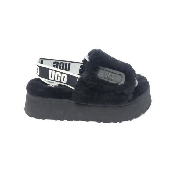UGG Black Disco Sheepskin Fluff Slide Platform Sandals Women EUR 37/US 6 - Picture 8 of 9